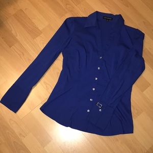 Bright blue blouse by EXPRESS Design Studio